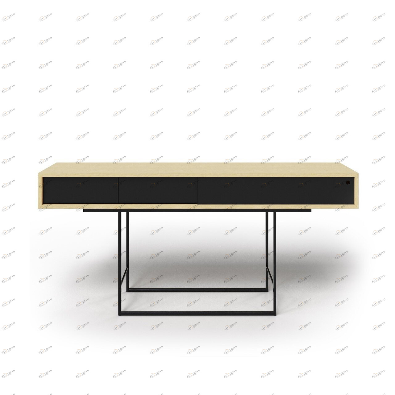 Консоль с ящиками и дверцей темно-серая на металлических ножках Long New BRAGIN DESIGN  256533 Бежевый;черный 