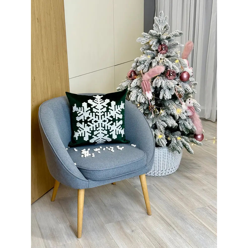 Декоративная подушка LINEN WAY Снежинка 45×45 см зеленый 89434261 STLM-1583846 - Вид №3