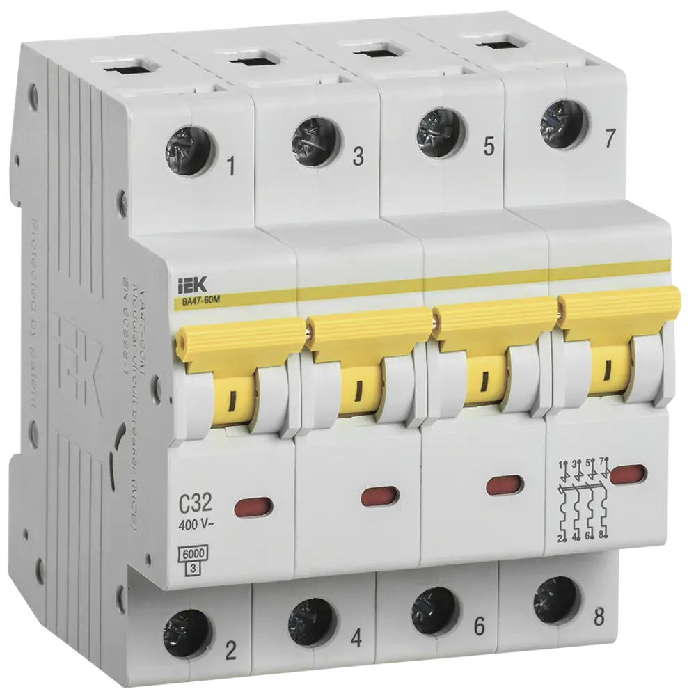 Автоматический выключатель IEK ВА47-60M 4Р C32 А 6 кА MVA31-4-032-C STLM-2131971 - Вид №1