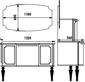 GZ0120.00.BBA+GZ120 Нижний модуль с раковиной бел. золото Creavit  - Вид №1