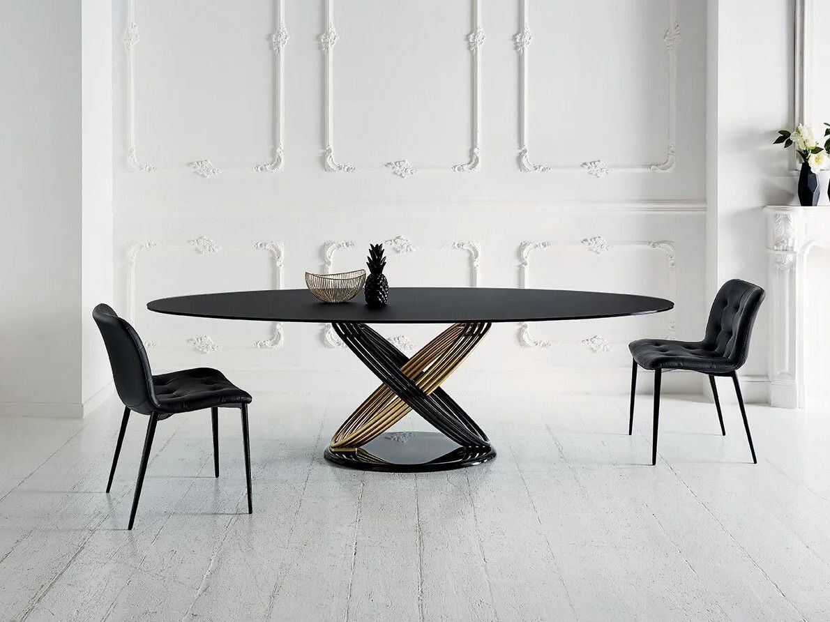 Овальный обеденный стол из стали и дерева Bontempi Casa FUSION ARCH-00070074 - Вид №1