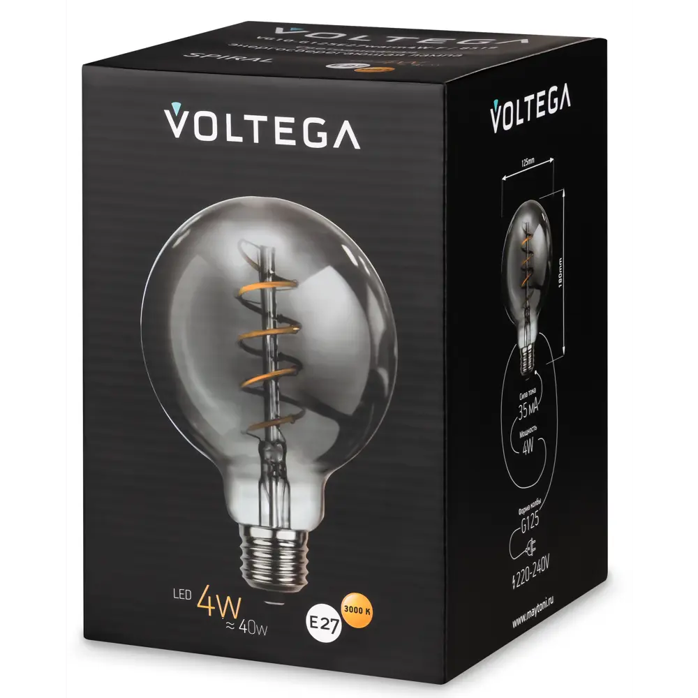 Декоративная филаментная лампа Voltega G125 дымчатая 4Вт E27 ретро-стиль 89345994 STLM-0932963 - Вид №2