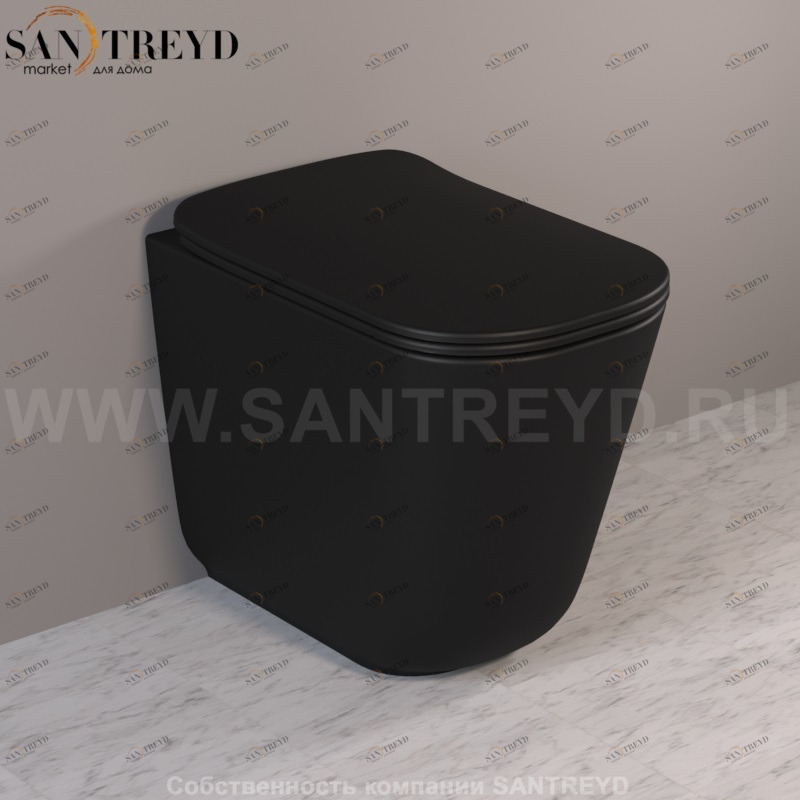 511831 Приставной унитаз напольный Черный Kerasan Tribeca Италия