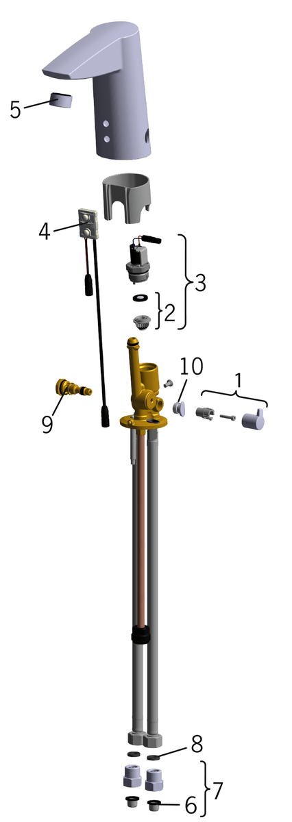 Oras 2826FZ Смеситель для умывальника, 9/12 V, Bluetooth 2826FZ Cubista Хром  - Вид №4