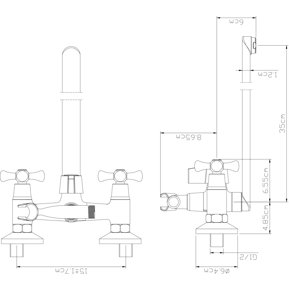 Смеситель для ванны Osgard Norito вентильный с лейкой и шлангом 89427892 STLM-1575895 - Вид №5