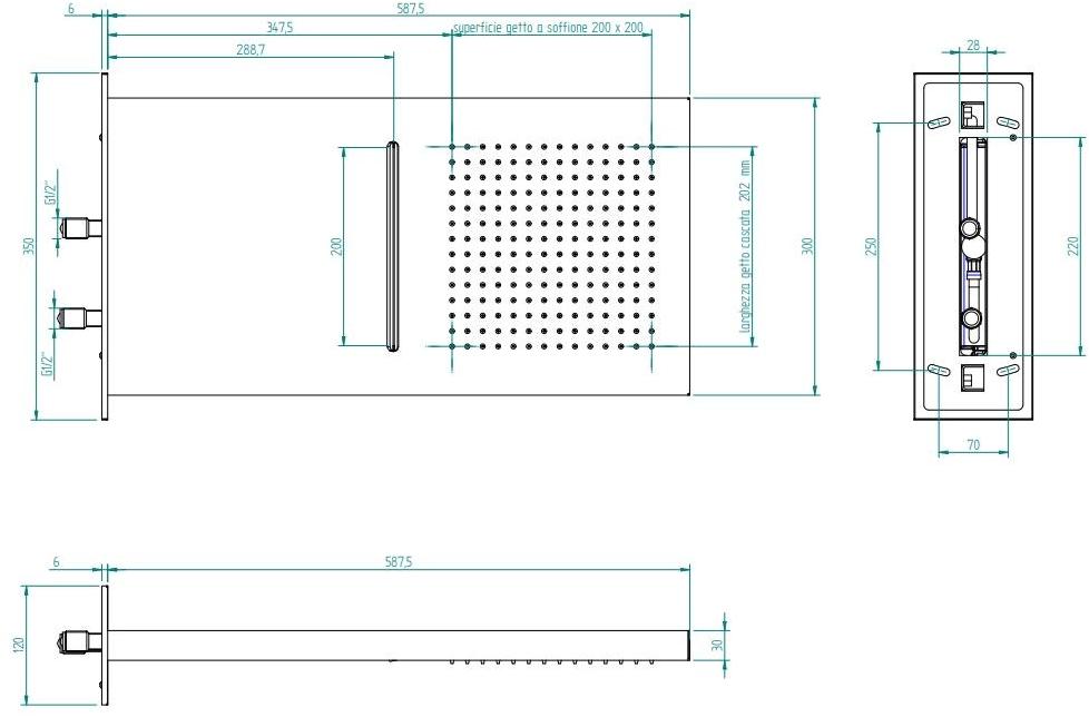 ZAZZERI Настенная лейка тропического душа с 2 струями Shirò Shiro sun-id-1346474 - Вид №5
