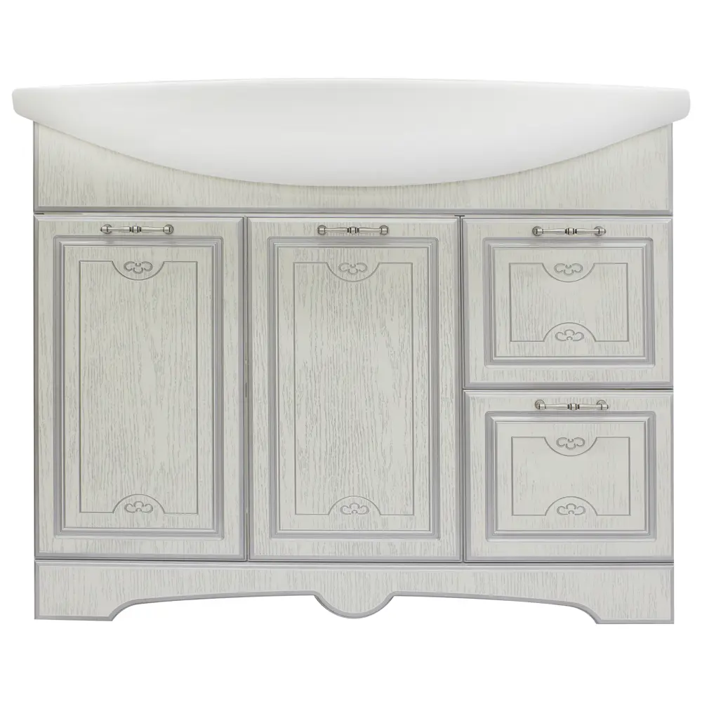 Тумба под раковину напольная «Луиза» 105 см цвет белое серебро SANFLOR STLM-2042649