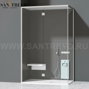 Effegibi FITBOX B Душевая кабина с профилем из алюминия. Установка: в левый угол. Размеры: длина 139 см, Дверные петли на стекле FB10010007