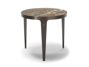 Высокий круглый журнальный столик с мраморной столешницей