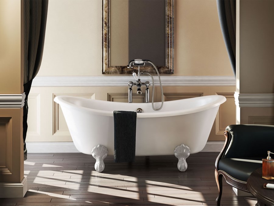 Burlington Двухсторонняя ванна Bateau с роскошными ножками с ножками Luxury Arc в белом цвете L2W T10F  - Вид №10