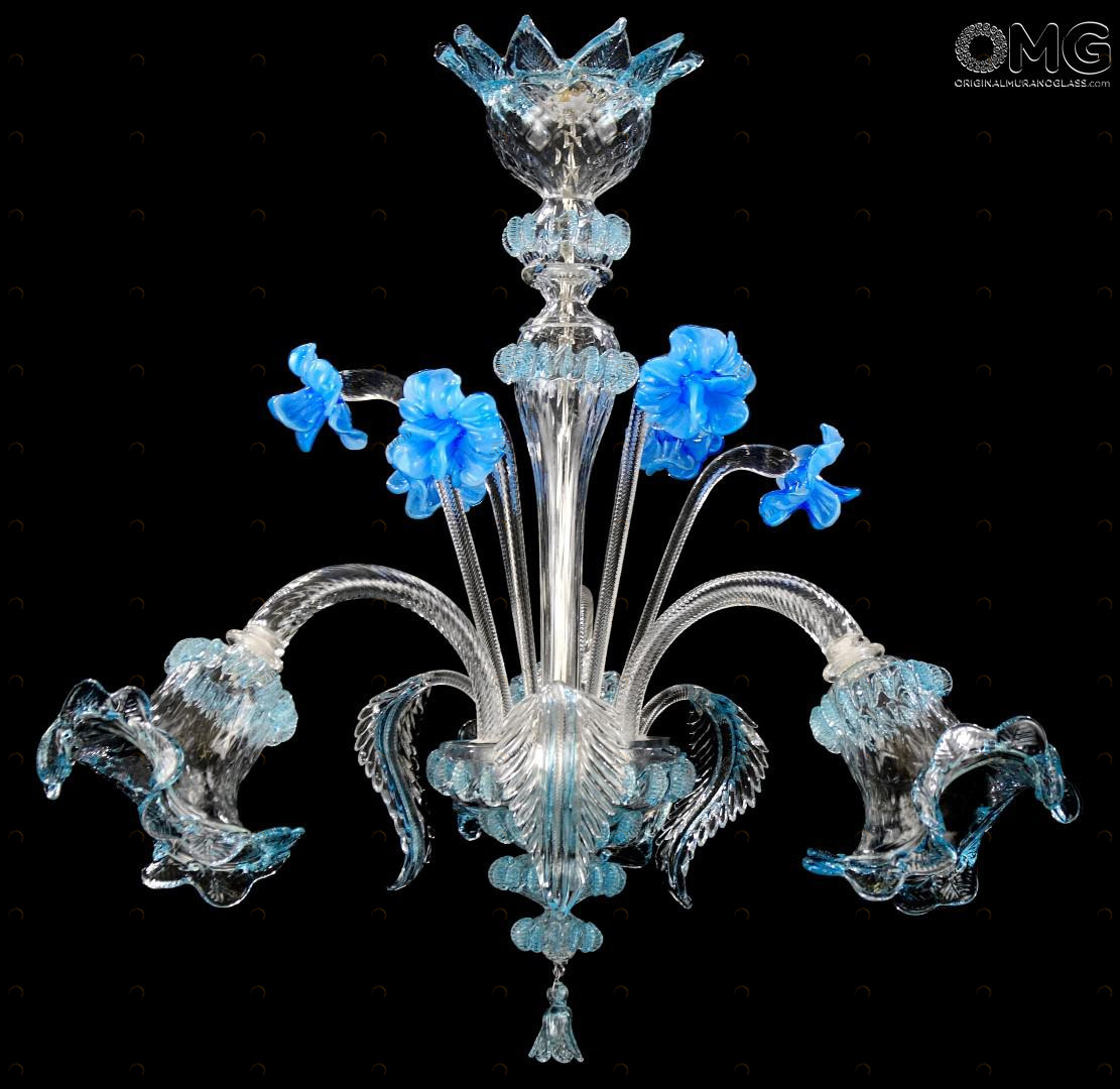 1111 ORIGINALMURANOGLASS Люстра Бирюзовые Побеги - Классик - муранское стекло OMG  см CLASSICO