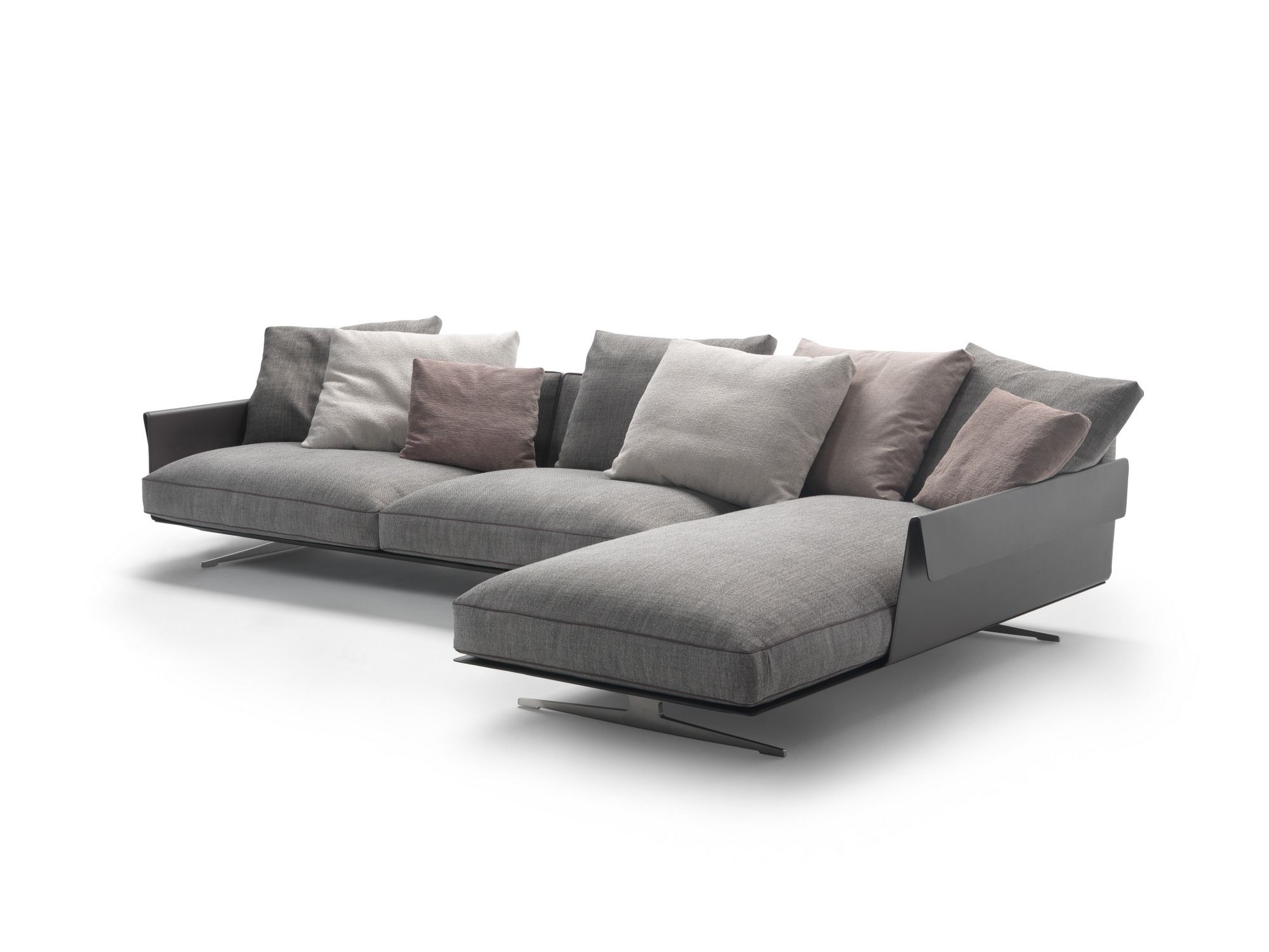 Секционный диван из ткани и кожи с шезлонгом Flexform Bretton ARCH-00098497 - Вид №2