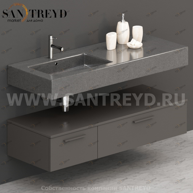 T13552AT2 Столешницы для использования в сочетании с тумбами и открытыми тумбами 135 см серая Globo ARREDO WOOD Италия Ceramica Globo