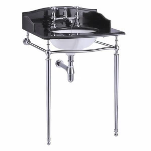 Гранитная столешница на 1,2 или 3 отверстия с хромированным подстольем  Burlington G7 1TH, T49A CHR 65см х 57,5см