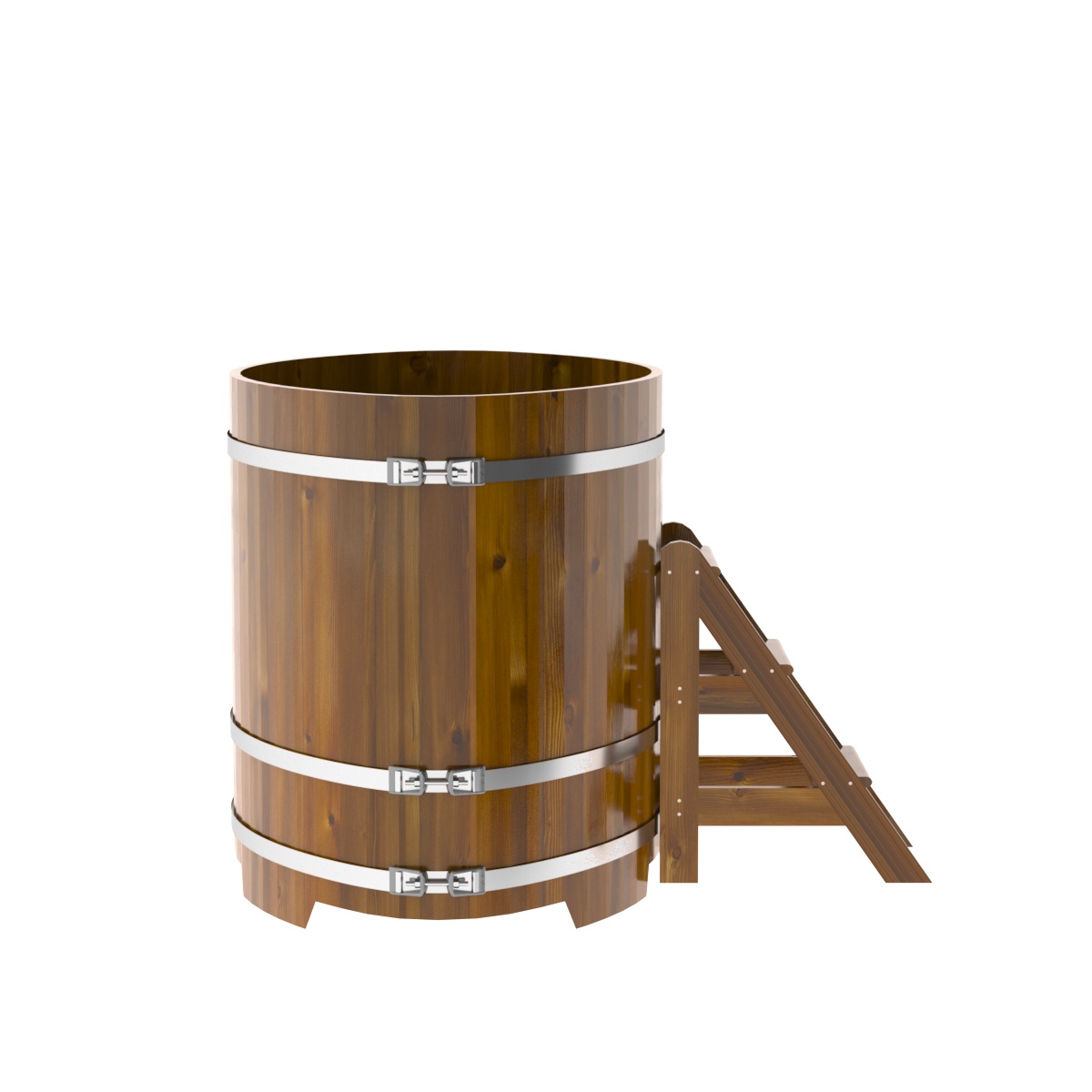 2283 Купель овальная из лиственницы Рустик 1,02х1,68х1,2 морёная Alyarus  - Вид №3