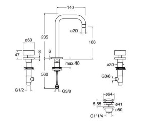 Смеситель для раковины высокого пола