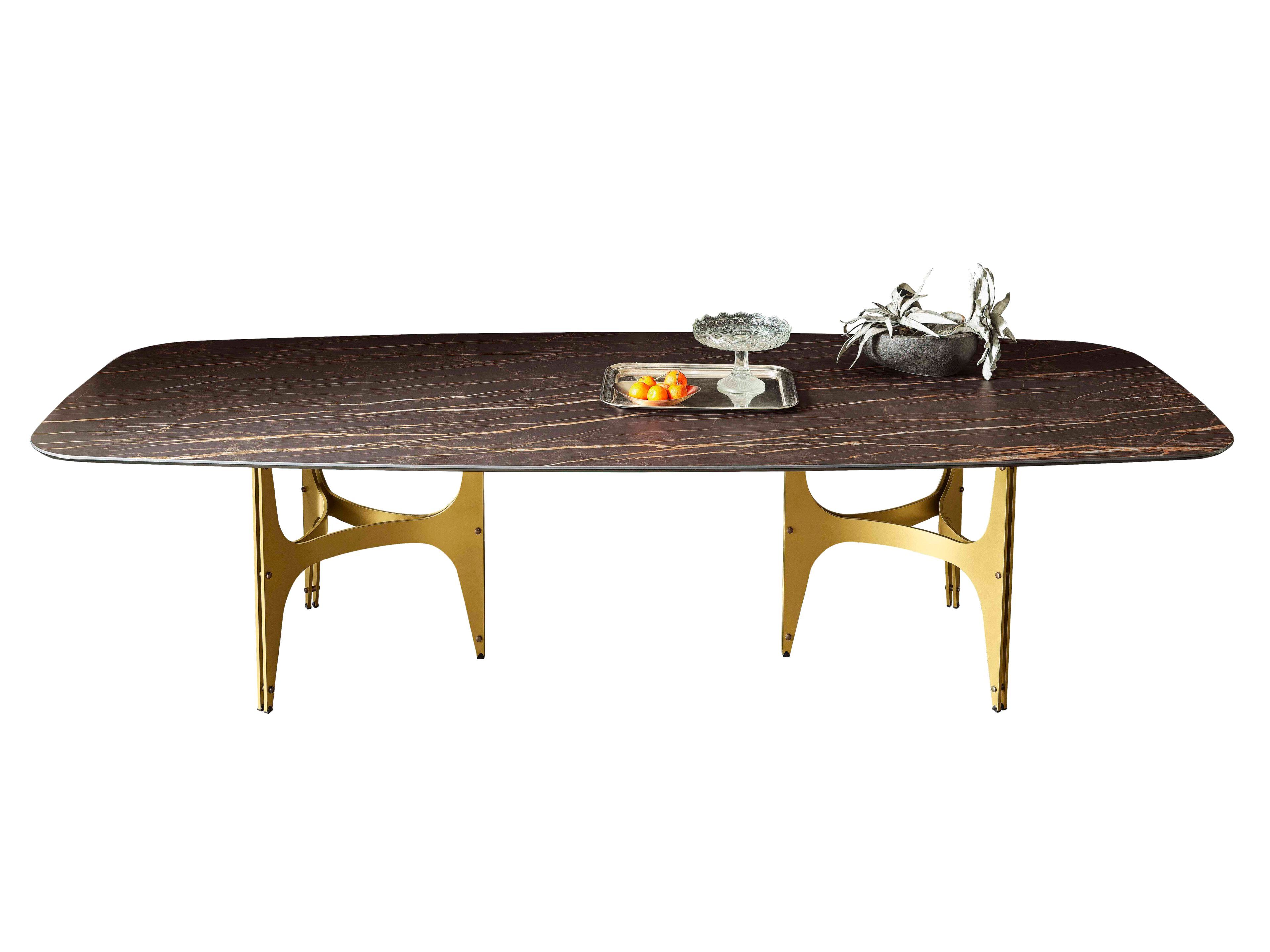 Обеденный стол из нержавеющей стали и SuperMarmo Bontempi Casa UNIVERSE XXL ARCH-00035322