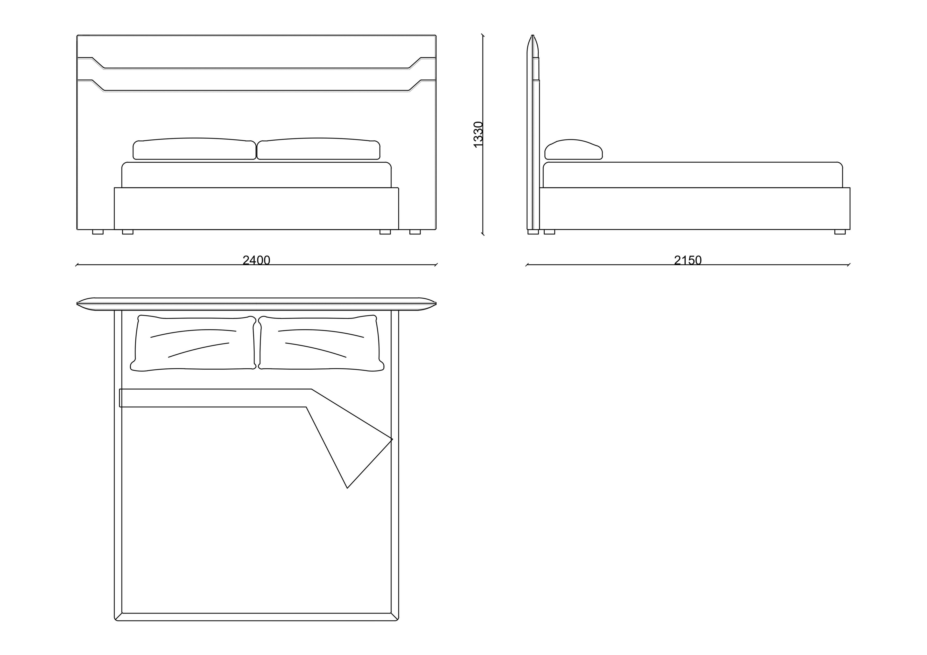 Двуспальная кровать из ткани с высоким изголовьем RIVATELIER WALLET ARCH-00063405 - Вид №3