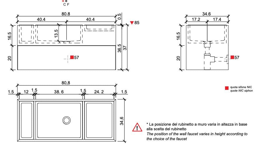 Подвесной шкаф для умывальника с ящиком Nic Mini Living ARCH-00104898 - Вид №8