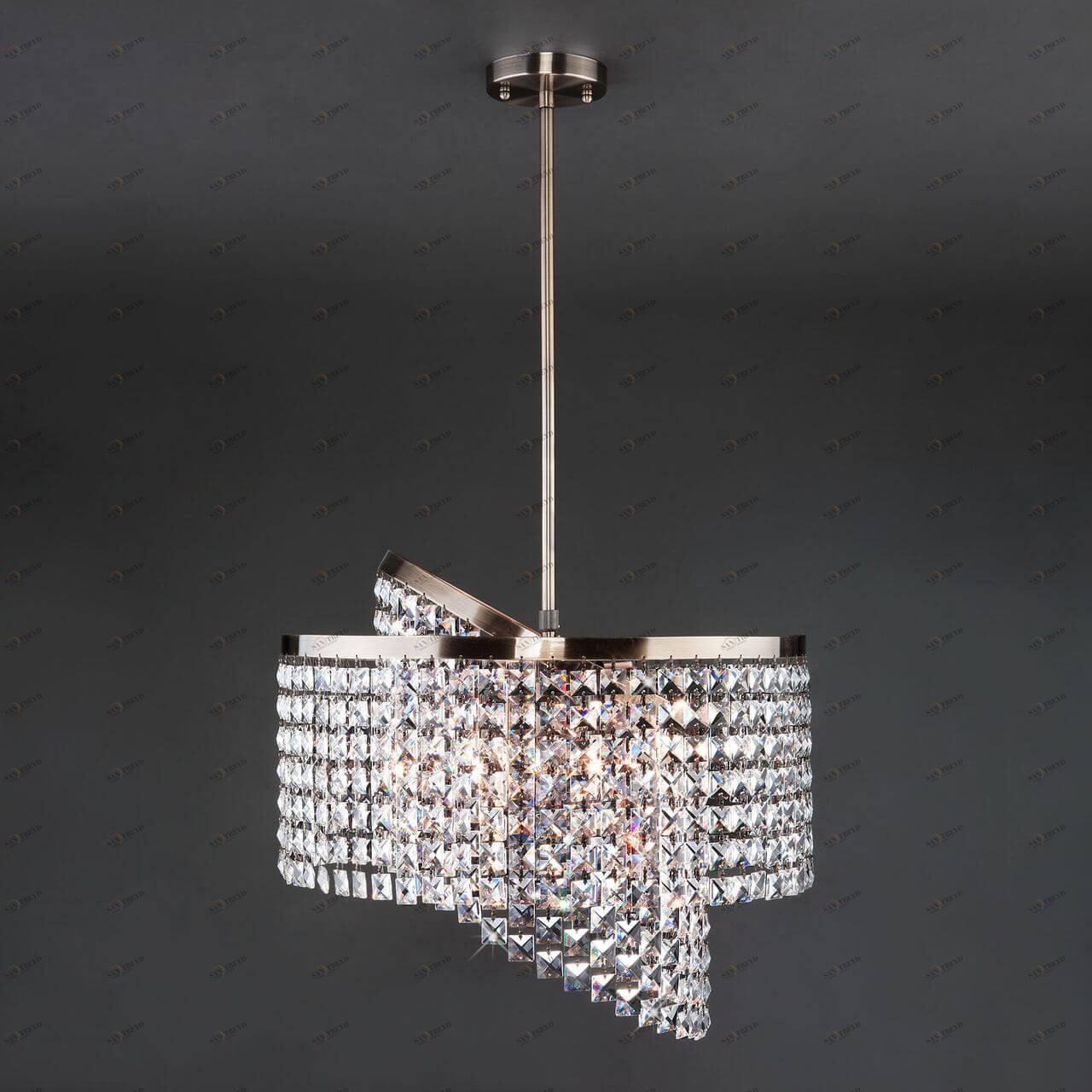 Подвесная люстра Eurosvet Leoni 10090/5 античная бронза/прозрачный хрусталь Strotskis EUROSVET ДИЗАЙНЕРСКИЕ, LEONI 182165 Бронза 