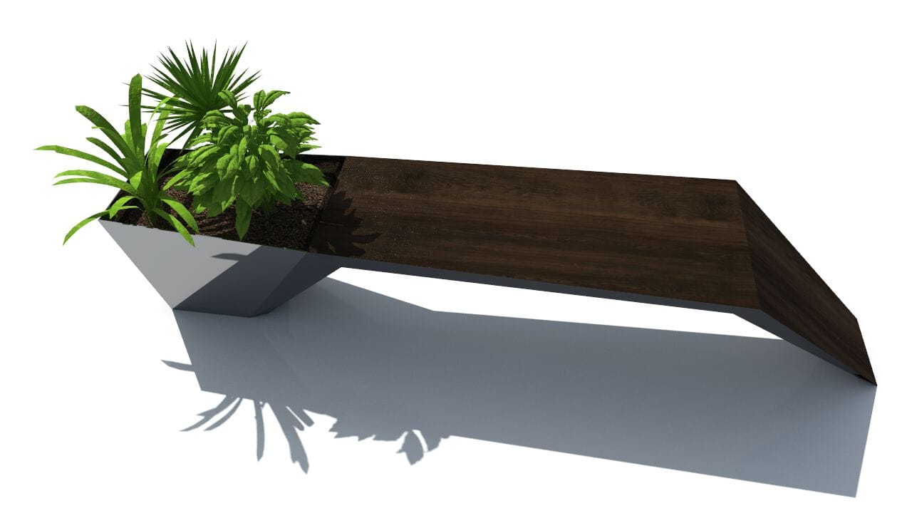 Скамейка из дерева и листового металла со встроенной плантатором без спинки CITYSì URBAN ARCH-00044158 - Вид №19