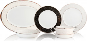 10676106 Noritake Сервиз столовый Noritake Серебряный дворец на 6 персон 20 предметов, фарфор Фарфор костяной