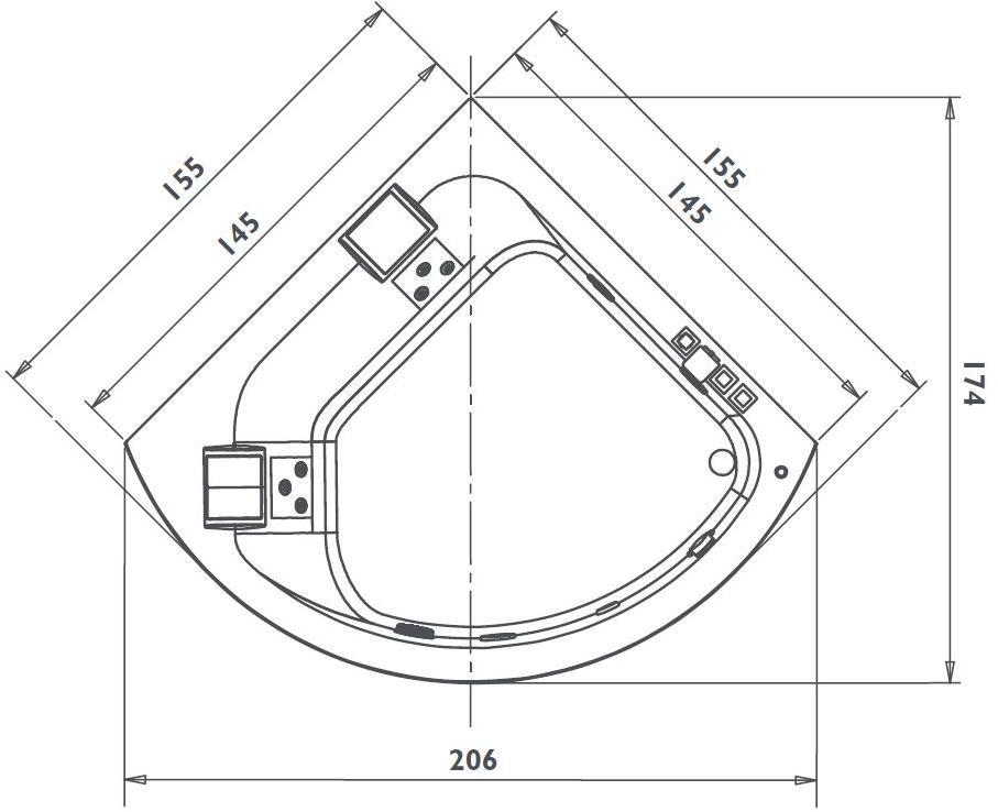 Jacuzzi® Встраиваемая угловая ванна с гидромассажем Aquasoul sun-id-1438152 - Вид №2