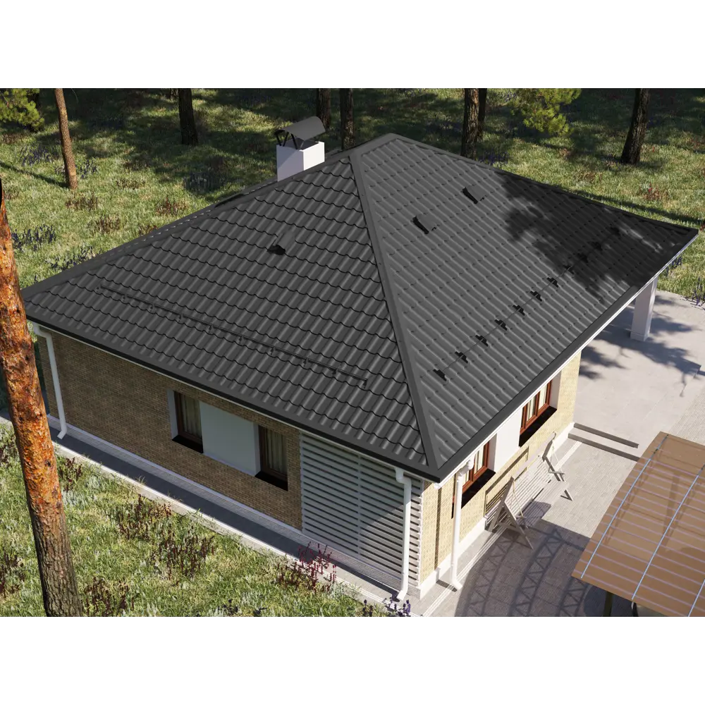 Металлочерепица 0.5 мм 2250x1180 мм RAL 7024 серый Santreyd STLM-2038890 - Вид №3