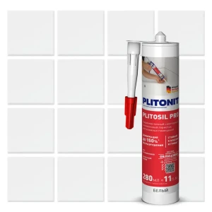 Герметик PLITONIT PlitoSil Pro для влажных помещений, белый 280 мл 88792651