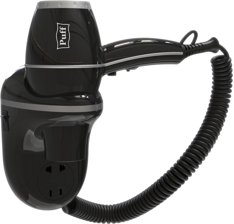 1405.018 Фен для волос с доп розеткой 1800ВlB PUFF  - Вид №1