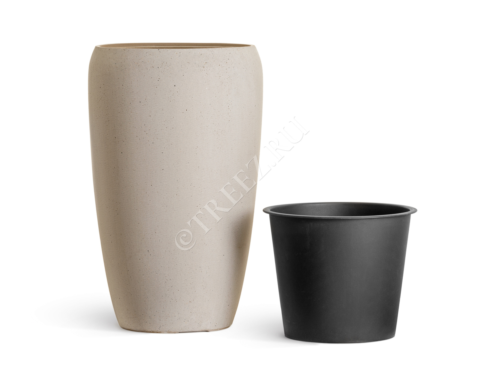 41.3321-02-070-BE-51 Кашпо  Effectory - серия Beton - Высокий округлый конус - Белый песок Цветочная коллекция  - Вид №3