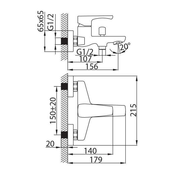 LABSB00M02 Milardo Labrador Смеситель для ванны с коротким изливом Labrador Россия  - Вид №5