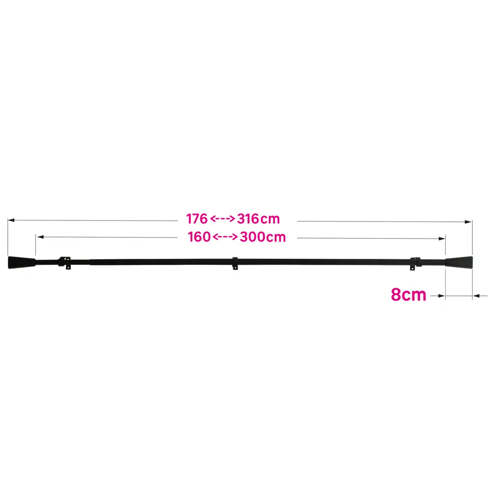 Настенный карниз раздвижной однорядный d16/19 мм 160-300 см металл цвет черный 89440713 STLM-2025401 Santreyd  - Вид №3
