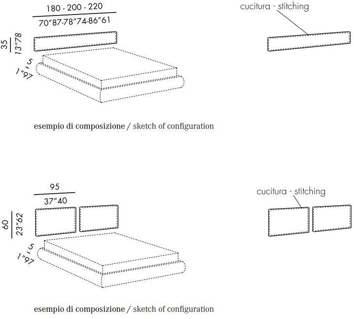 Meridiani Обитое тканью изголовье для двуспальной кровати Edition tuyo sun-id-1356342 - Вид №2