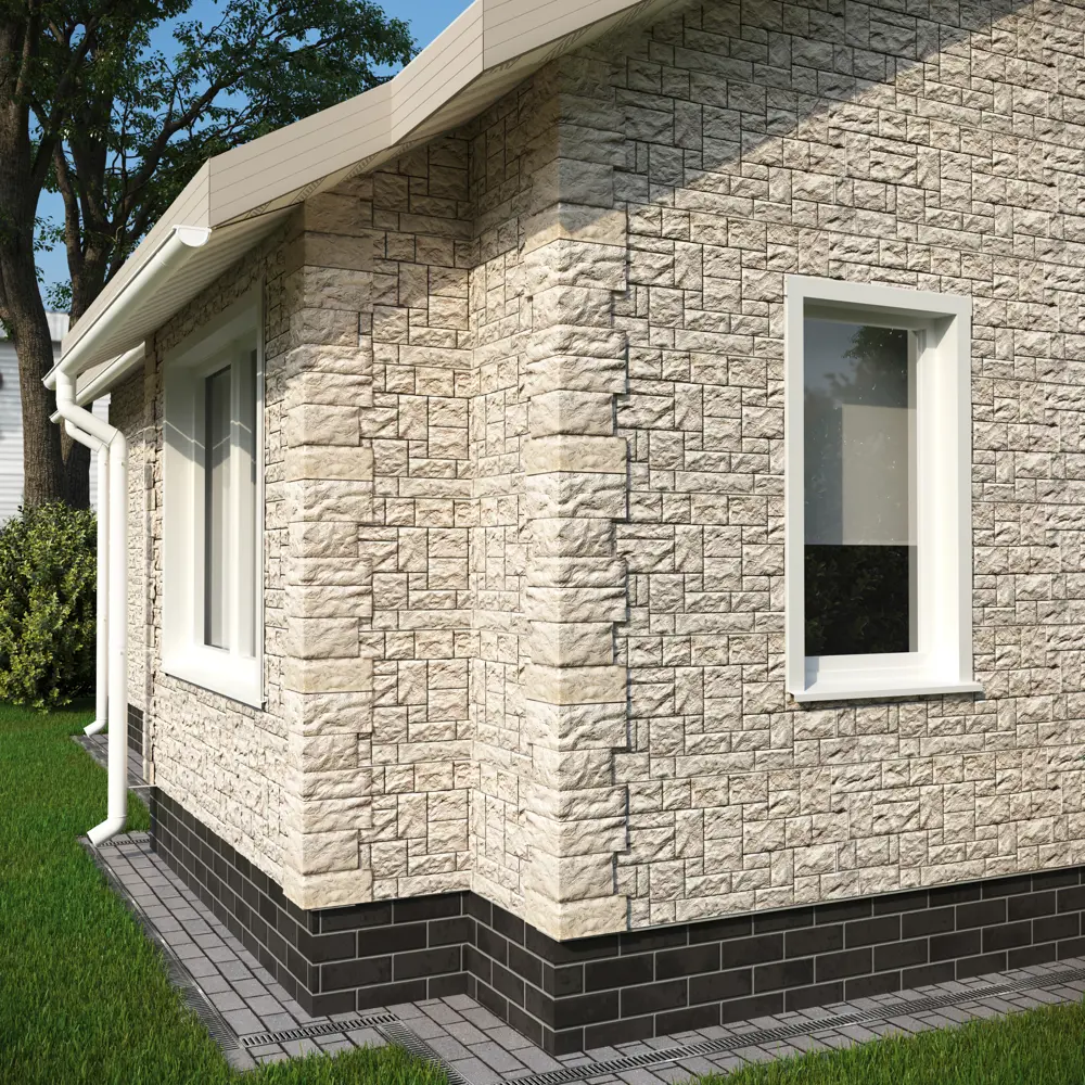 Наружный угол FineBer «Дикий камень» белый для фасадной отделки 18021740 STLM-1015358 - Вид №1