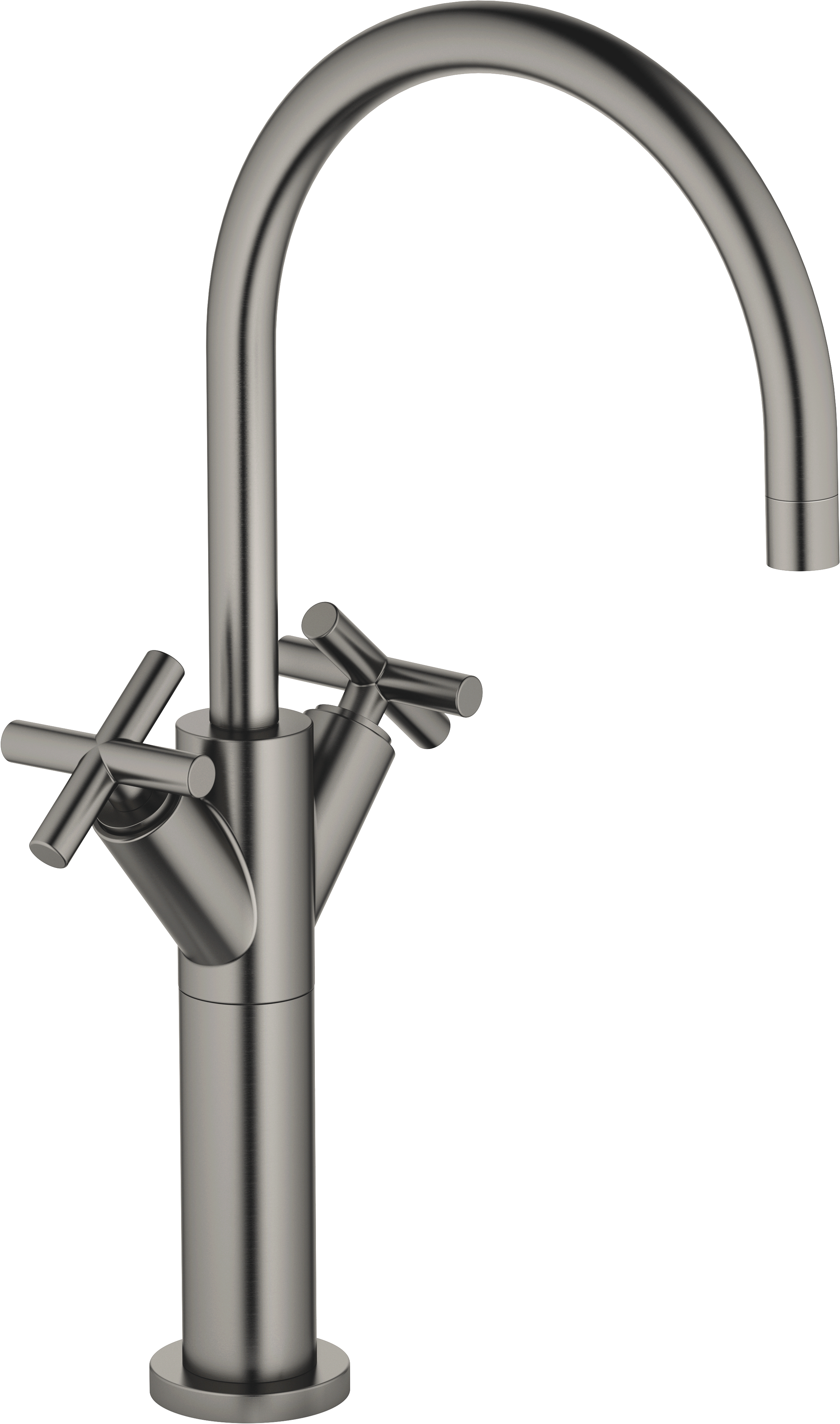 TARA Смеситель для раковины, на одно отверстие, с приподнятым основанием, без донного клапана - Матовая темная платина