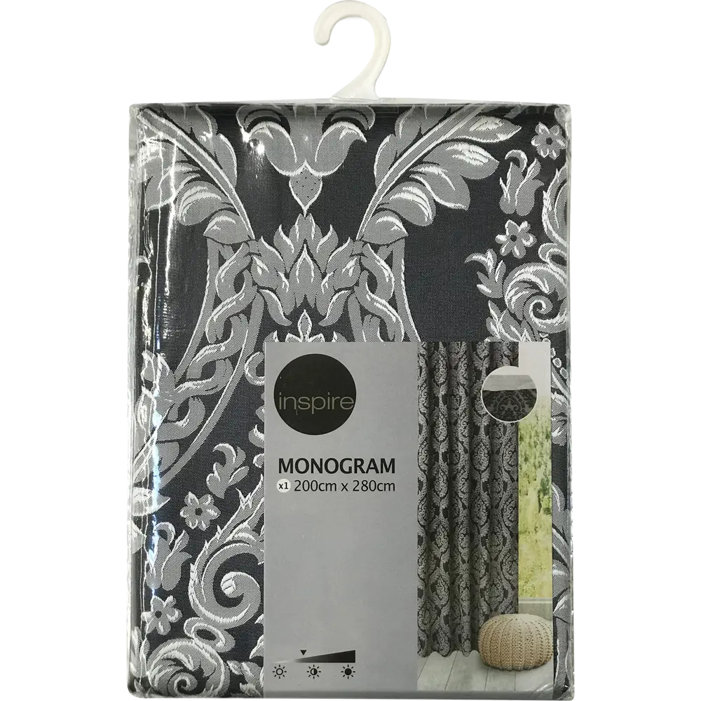 Штора на ленте Монограм, 200х280 см, вензель, цвет синий 82109074 STLM-2134153 INSPIRE  - Вид №1