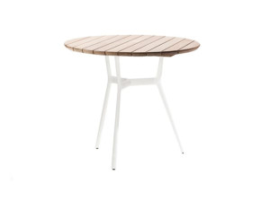 Алюминиевый и деревянный круглый садовый стол