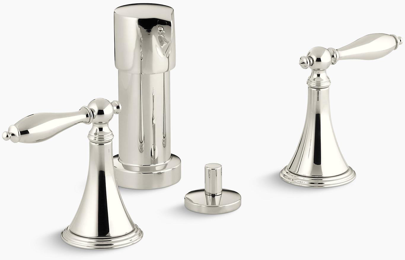 KOHLER Вертикальный смеситель для биде Finial с ручками и соответствующими вставками K-316-4M-SN 