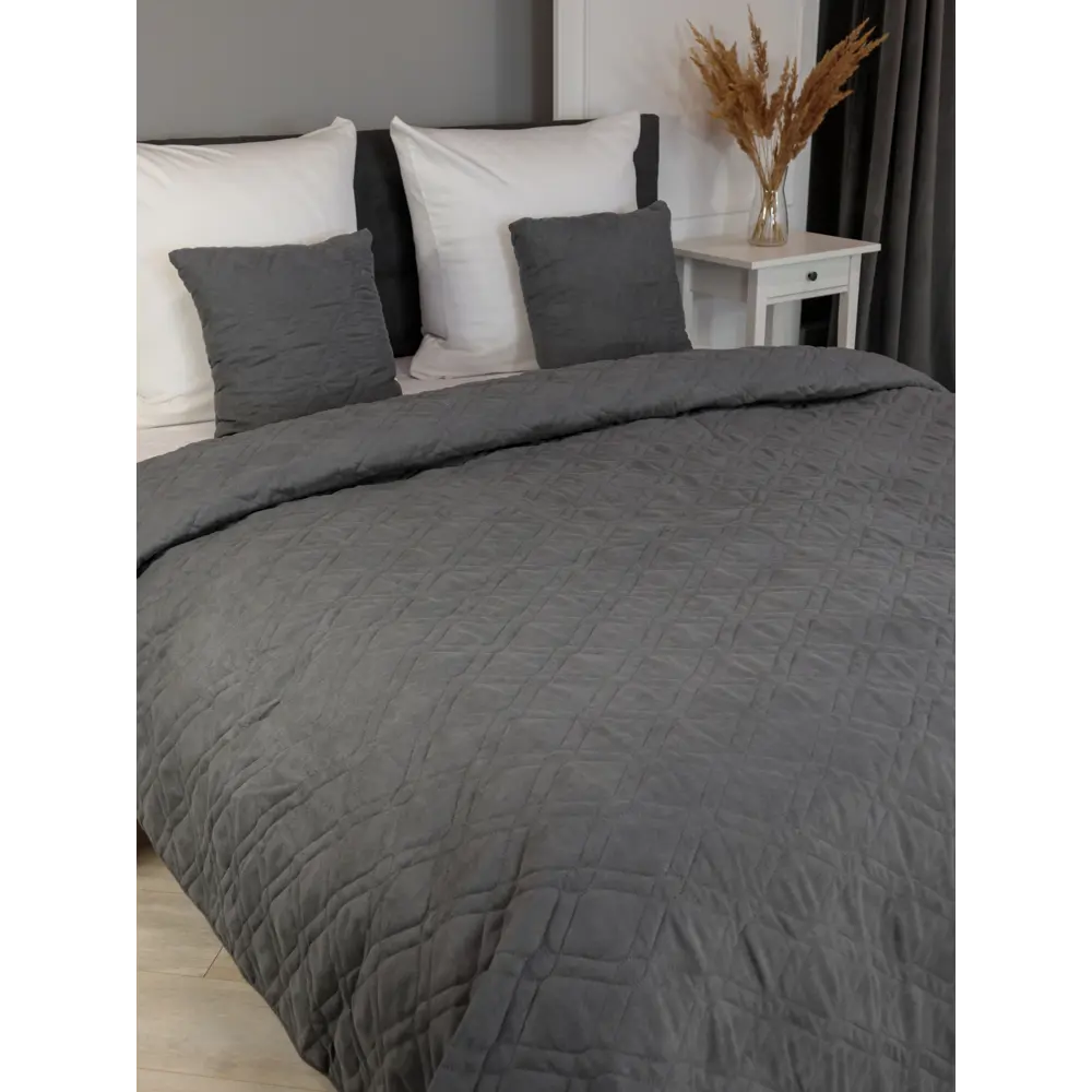 Бельвита | Покрывало из замши стального цвета 220х240 см 89087187 STLM-0078213 - Вид №3