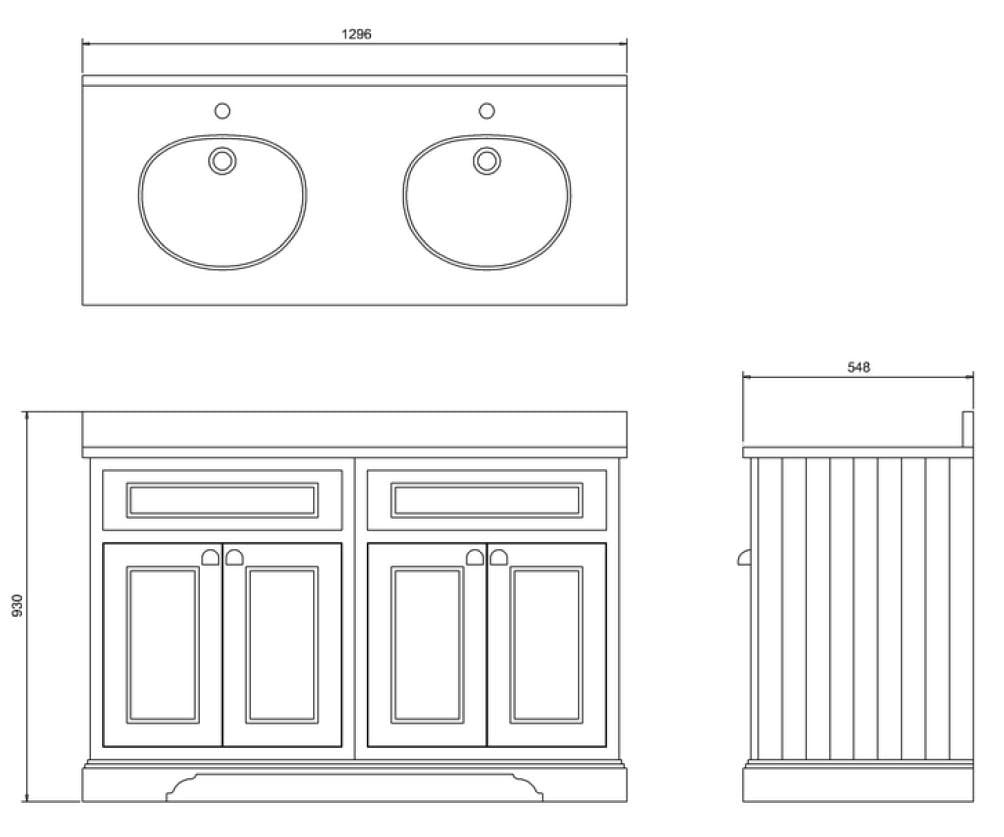 Двойной МДФ умывальник с дверцами Burlington MINERVA ARCH-00049685 - Вид №15
