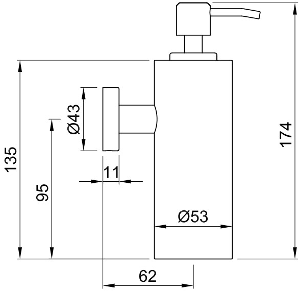 JEE-O Настенный дозатор мыла из нержавеющей стали Slimline 801-0040/3/4 - Вид №3