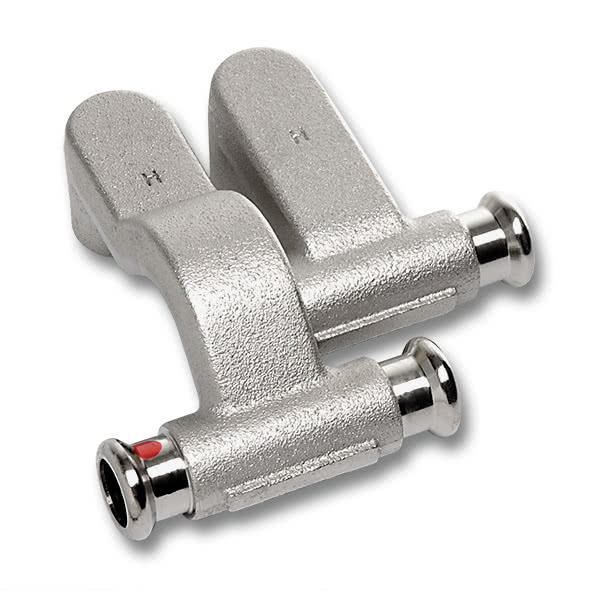 1245901812 SANHA 24590 подключение к радиатору для скрытой прокладки под плинтусом, медный сплав никелированный 18x1/2x18 мм  - Вид №1