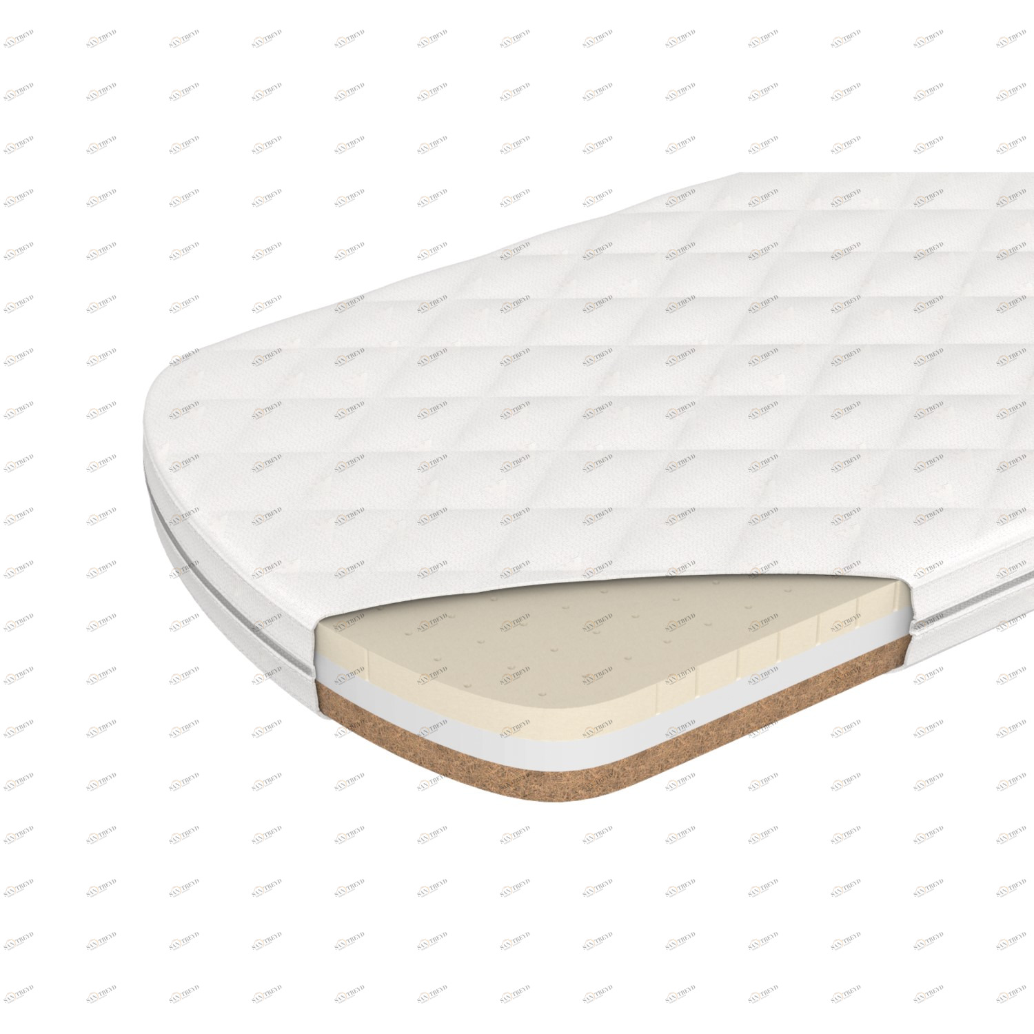 Матрас для люльки 70х90х9 см Elegance кокос/форплит/латекс ELLIPSE ELLIPSE ELEGANCE 00-3951323 Белый Santreyd 