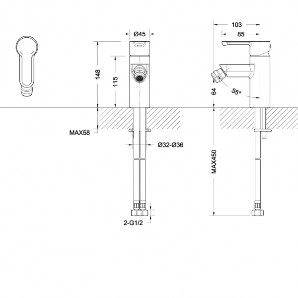 Смеситель для биде STREAM F33783C bravat - Вид №2