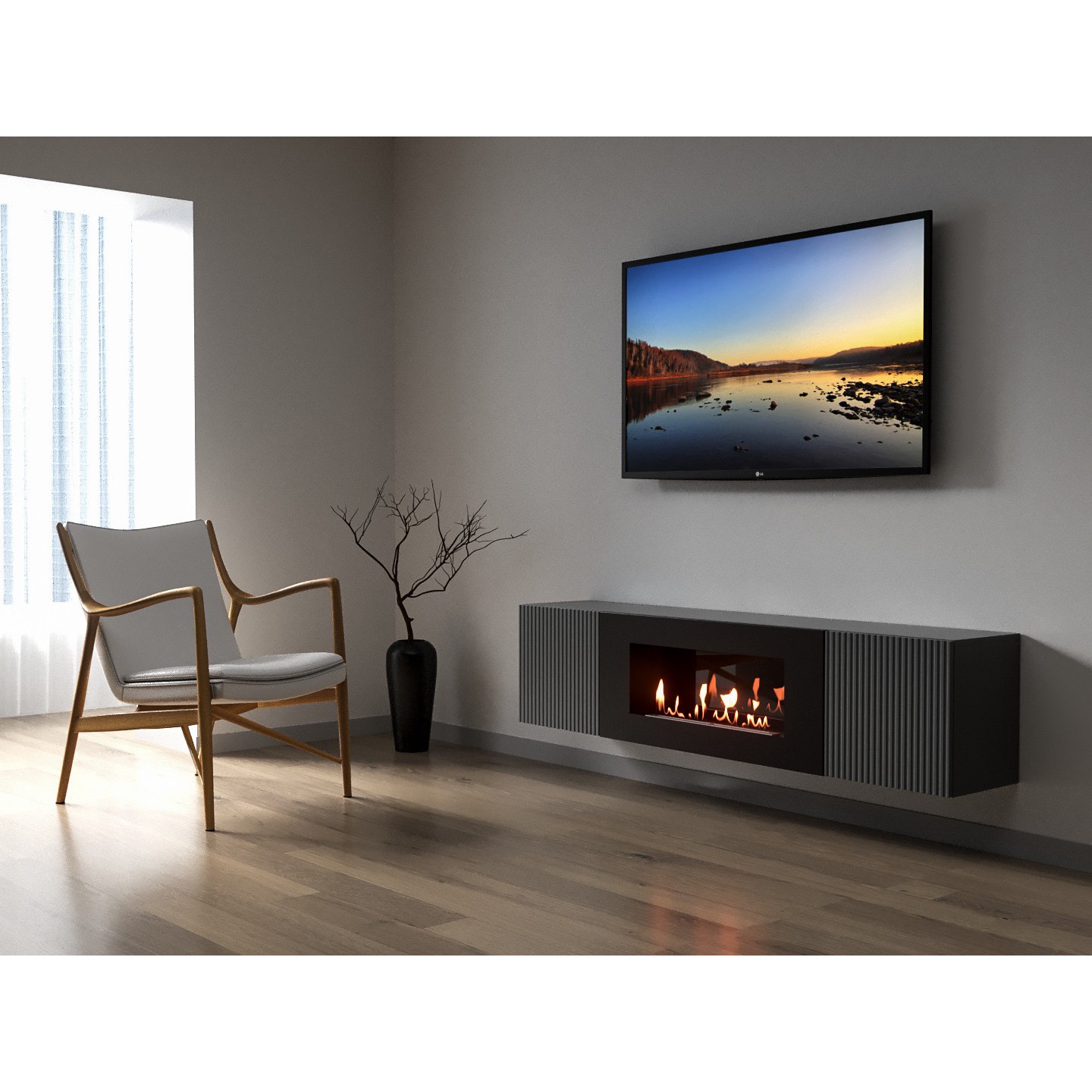 9101972 Биокамин с тумбой Firelight BFP-P1700L черный STDN-0085066 - Вид №3