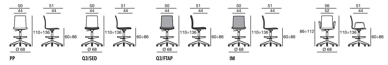 5 спиц поворотный офисный стул с колесами Sesta Q3 PHASE.2 ARCH-00057874 - Вид №2