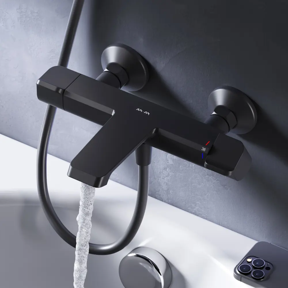 Термостатический смеситель AM.PM Flash для ванной с черным матовым изливом 89346505 STLM-0978922 - Вид №13