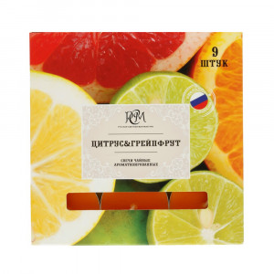 1300935 Свеча чайная 100 г 9 шт. Цитрус и грейпфрукт РСМ