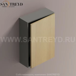 LIFT Модульный шкаф 60 см с правой дверью на доводчиках. Модули могут располагаться горизонтально и вертикально. Отделка: темно-серая краска и натуральный дуб. AMOB051RTLGDX